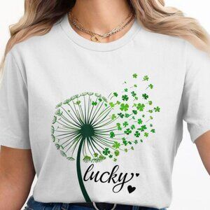 Cute Dandelion Shamrock Lucky T-Shirt, St Patrick's Day Shirt